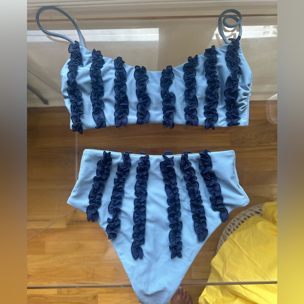 LE SHADI high waisted blue bikini NWOT, Size Small
